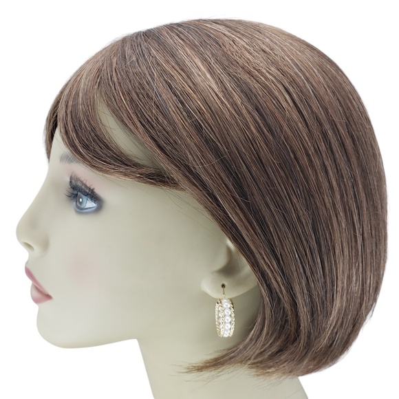 14 Karat Yellow Gold Pearl Hoop Earrings #20632 - Picture 6 of 7